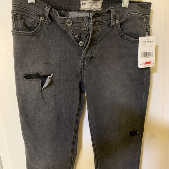 NEW Free People Black as Night Fishnet Jeans Sz 26 - Picture 5 of 8